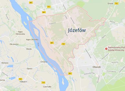 Mapa Józefowa i okolic gdzie wykonujemy usługi montażu i ustawiania anten