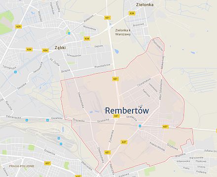 Mapa dzielnicy Warszawa Rembertów i okolic gdzie wykonujemy usługi montażu i ustawiania anten