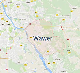 Mapa warszawskiej dzielnicy Wawer i okolic gdzie wykonujemy usługi montażu anten satelitarnych i naziemnych